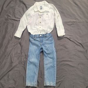 Girl's Old Navy Outfit + Red Sparkle T-shirt, Size 3T